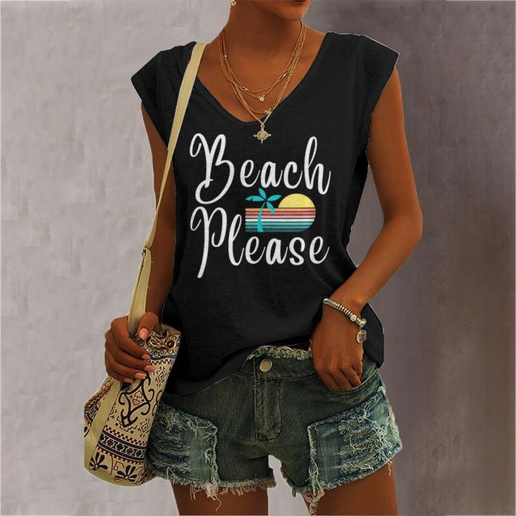 Beach Please Palm Tree Vacation Women's V-neck Tank Top