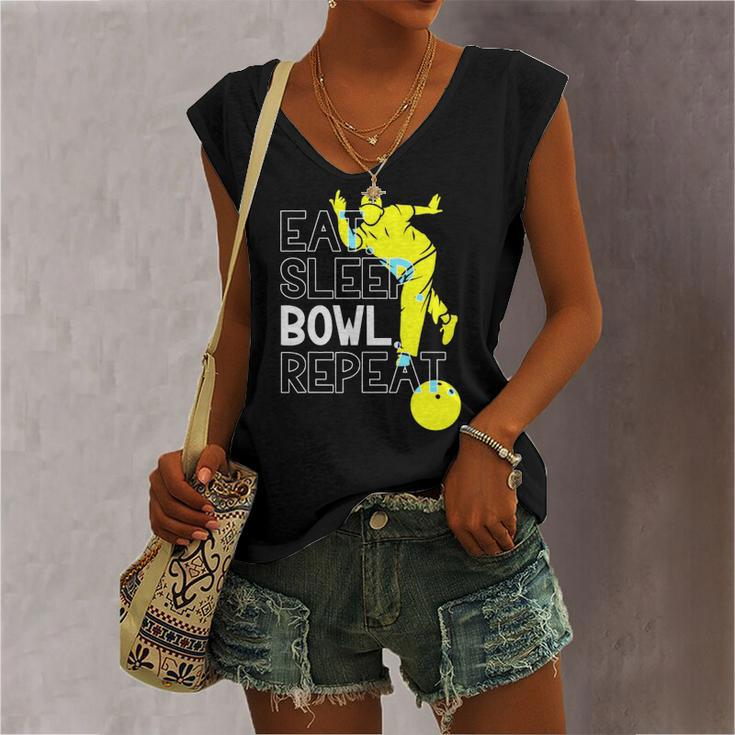 Bowling Eat Sleep Bowl Repeat Women's V-neck Tank Top