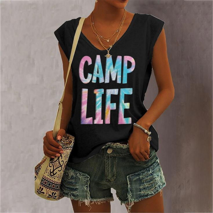 Camp Life Tie-Die Summer Top For Girls Summer Camp Tee Women's V-neck Tank Top