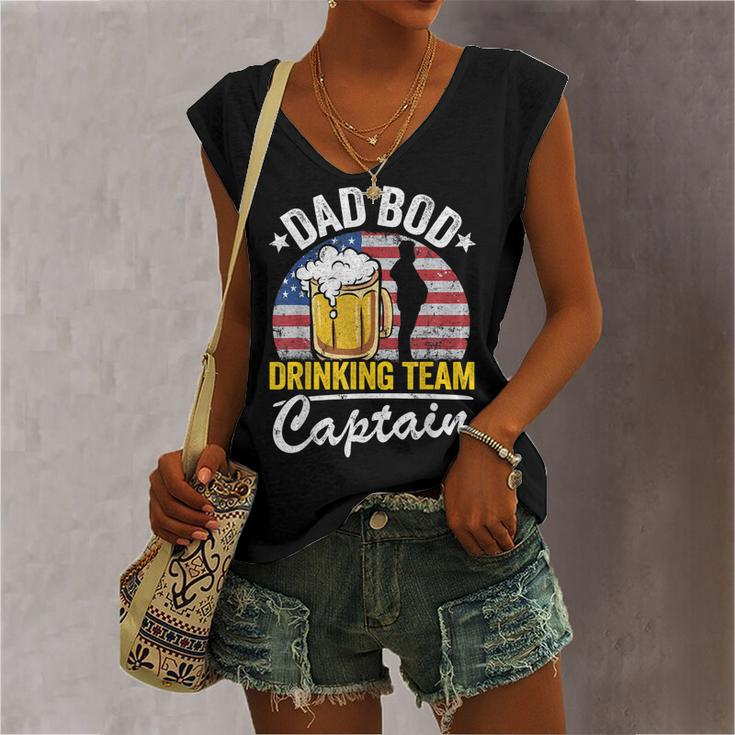 Mens Dad Bod Drinking Team Captain American Flag 4Th Of July Beer Women's Vneck Tank Top