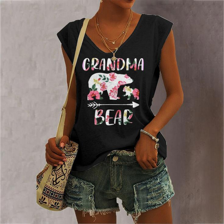 Floral Bear Matching Outfits Grandma Bear Women's V-neck Tank Top