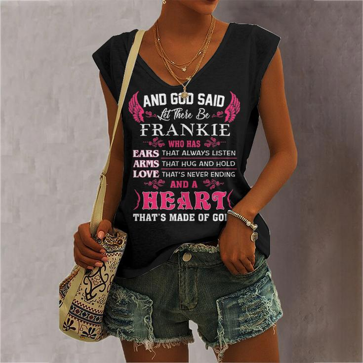 Frankie Name And God Said Let There Be Frankie Women's Vneck Tank Top