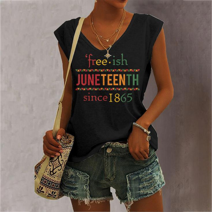 Free-Ish Since 1865 With Pan African Flag For Juneteenth Women's Vneck Tank Top