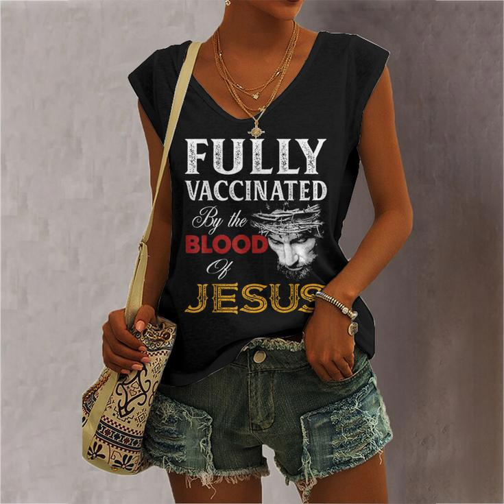 Fully Vaccinated By The Blood Of Jesus Christian Jesus Faith Women's V-neck Casual Sleeveless Tank Top