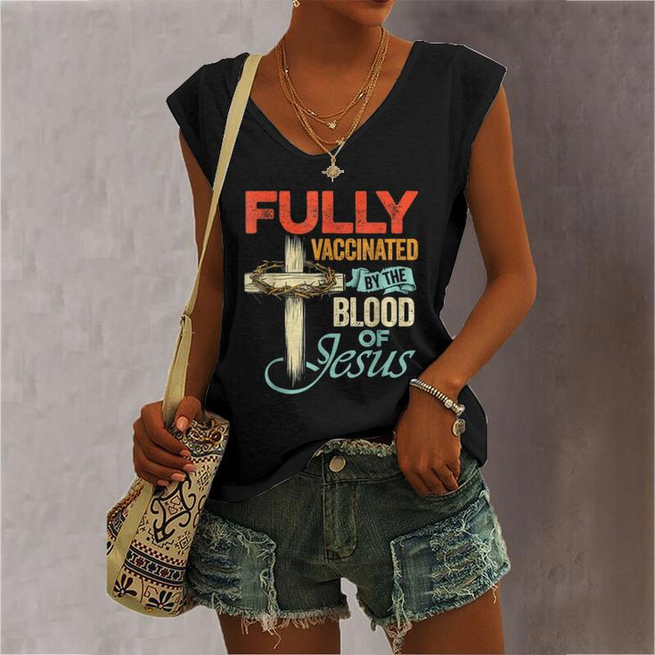 Fully Vaccinated By The Blood Of Jesus Faith Funny Christian Women's V-neck Casual Sleeveless Tank Top