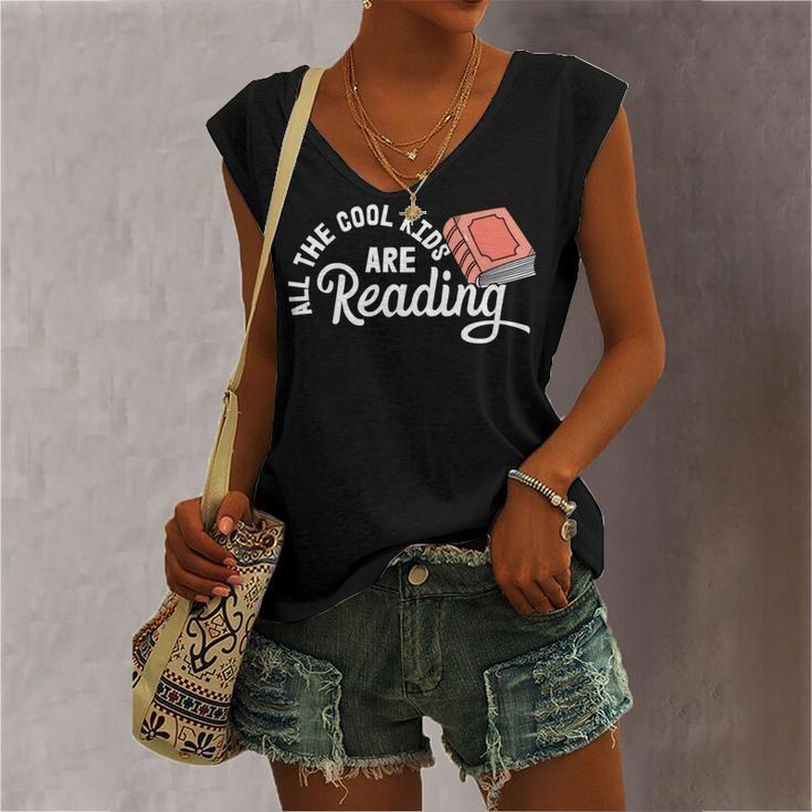 Funny All The Cool Kids Are Reading Women's V-neck Casual Sleeveless Tank Top