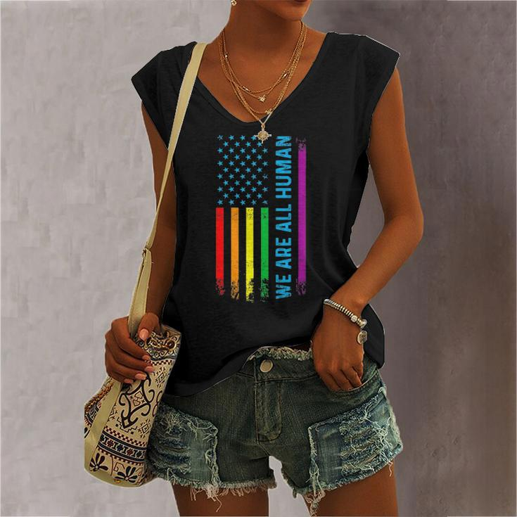 We Are All Human Lgbt Lgbtq Gay Pride Rainbow Flag Women's V-neck Tank Top