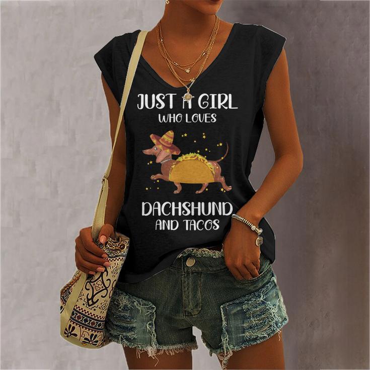 Just A Girl Who Loves Dachshund And Tacos For Dachshund Lovers Women's V-neck Casual Sleeveless Tank Top