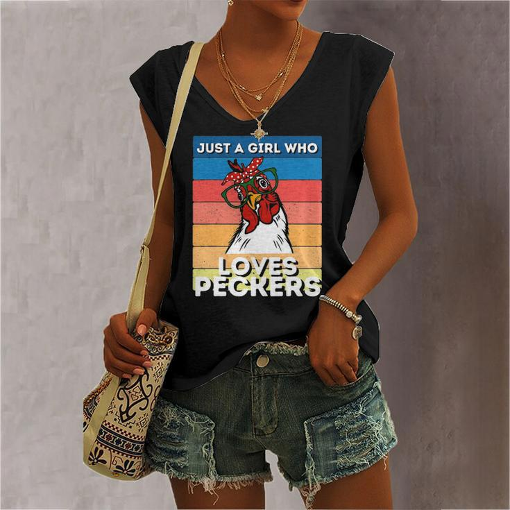Just A Girl That Loves Peckers Chicken Woman Tee Women's V-neck Tank Top