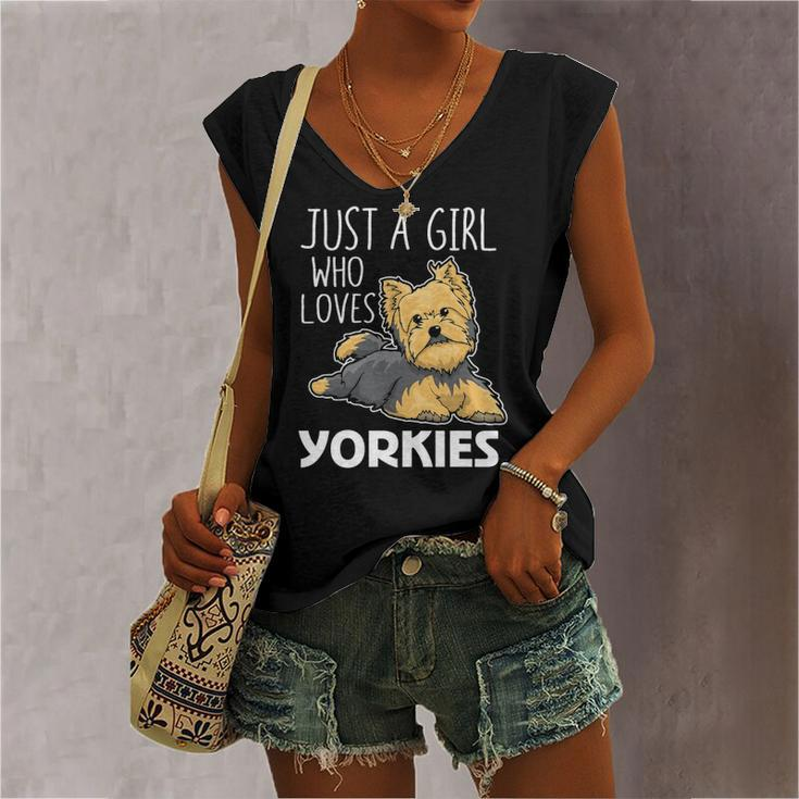 Just A Girl Who Loves Yorkies Yorkshire Terrier Women's V-neck Tank Top