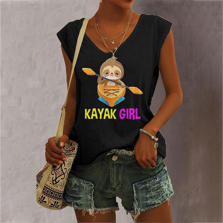 Kayak Girl Sloth Team Paddling Kayaking Women's V-neck Tank Top