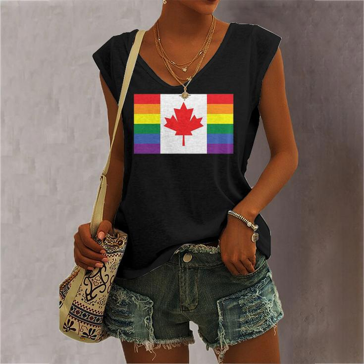 Lgbt Gay Pride Rainbow Canadian Flag Women's V-neck Tank Top
