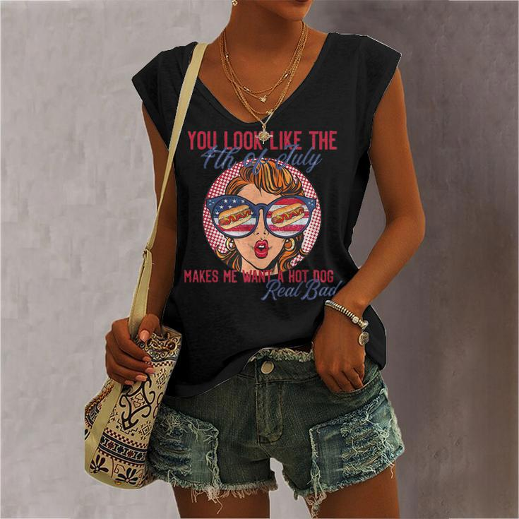 You Look Like The 4Th Of July Makes Me Want A Hot Dog Women's V-neck Tank Top