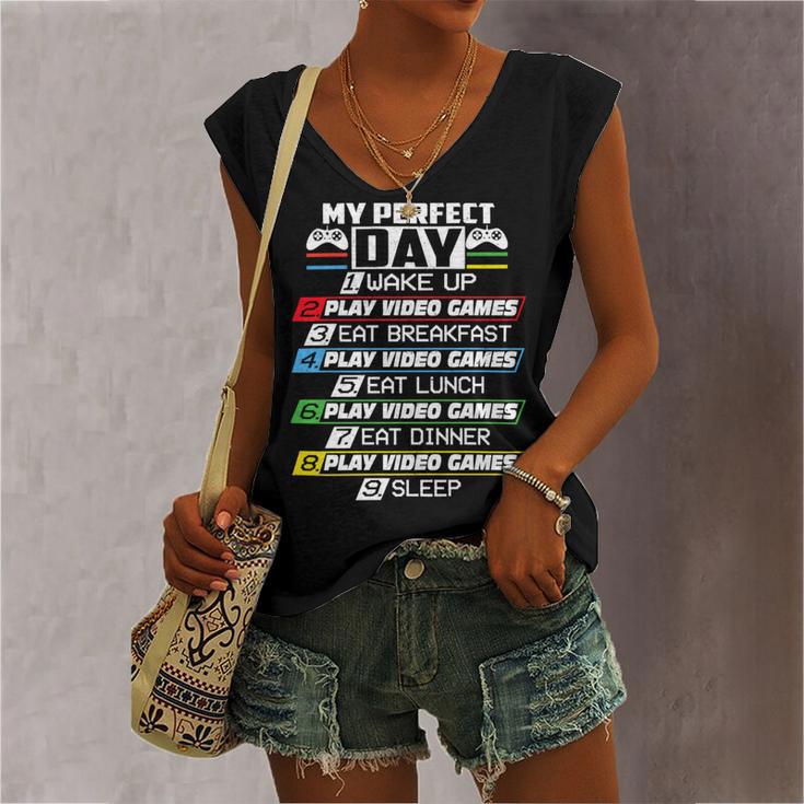 My Perfect Day Video Games Funny Cool 554 Shirt Women's V-neck Casual Sleeveless Tank Top