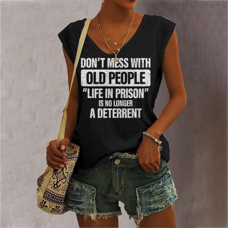Old People Gag Dont Mess With Old People Prison Women's Vneck Tank Top