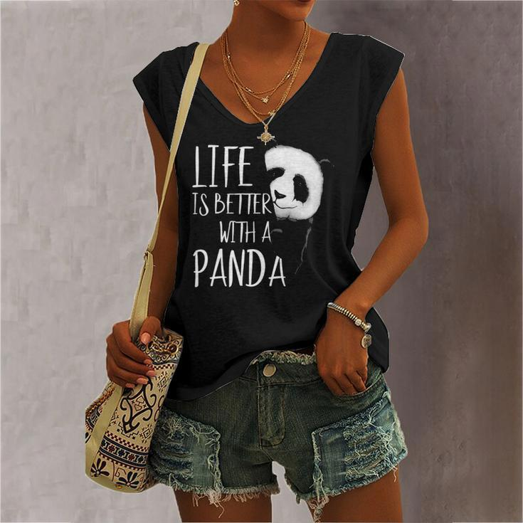 Panda Lovers Life Is Better With A Panda Bear Women's V-neck Tank Top