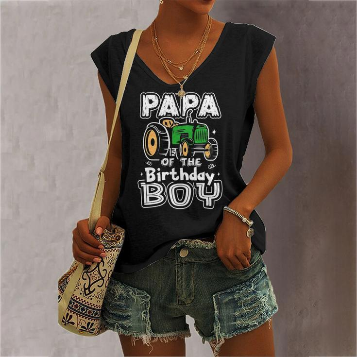 Papa Of The Birthday Boy Farmer Tractor Matching Party Women's V-neck Tank Top