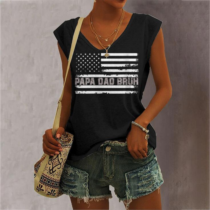 Womens Papa Dad Bruh Fathers Day 4Th Of July Us Flag Vintage 2022 Women's Vneck Tank Top
