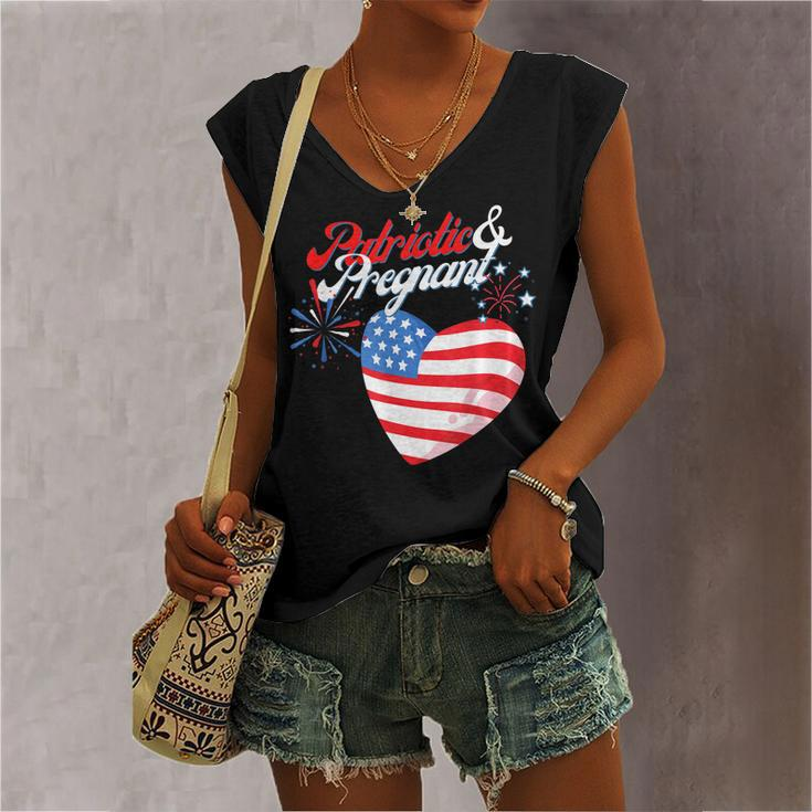 Patriotic And Pregnant 4Th Of July Pregnancy Announcement Women's Vneck Tank Top
