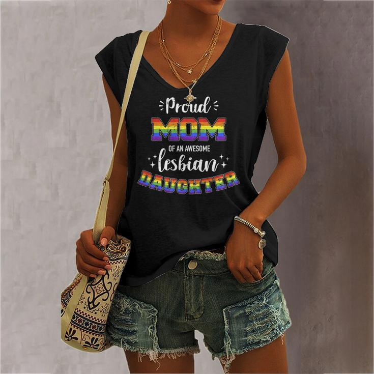 Proud Mom Of Awesome Lesbian Daughter Rainbow Pride Women's V-neck Tank Top
