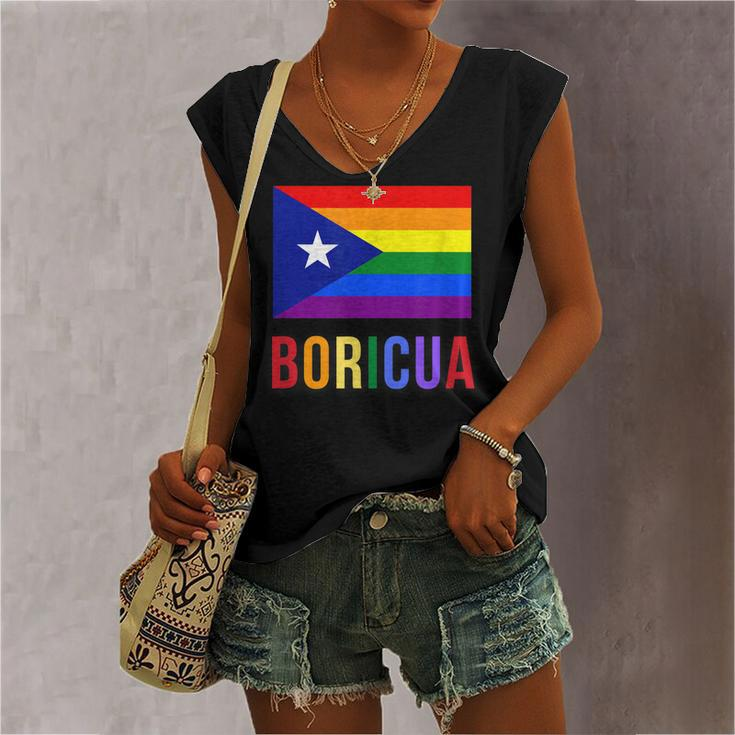 Puerto Rico Boricua Gay Pride Lgbt Rainbow Wepa Women's V-neck Tank Top