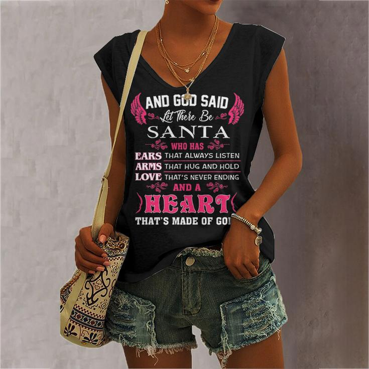 Santa Name And God Said Let There Be Santa Women's Vneck Tank Top