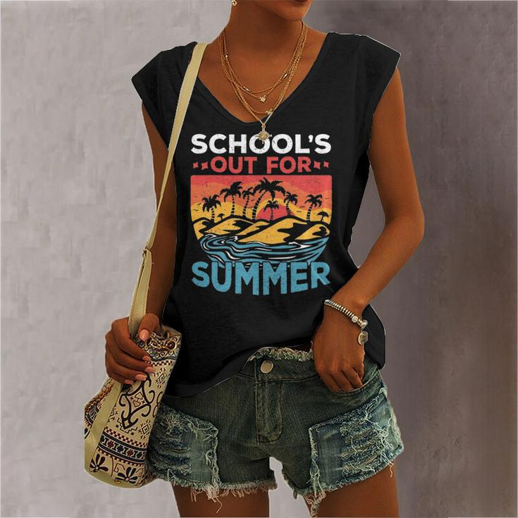 Schools Out For Summer Teacher Cool Retro Vintage Last Day Women's V-neck Tank Top