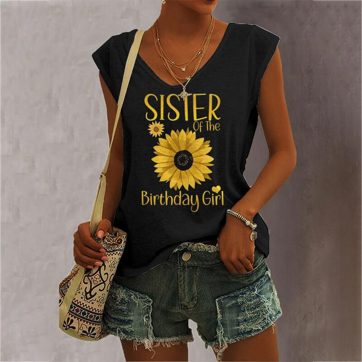 Sister Of The Birthday Girl Sunflower Matching Party Women's V-neck Tank Top