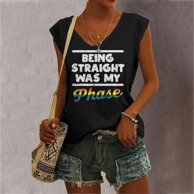 Being Straight Was My Phase Gay Rainbow Pride Flag Lgbtq Women's V-neck Tank Top