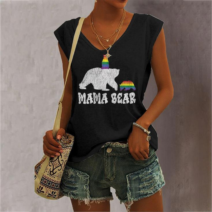 Vintage Mama Bear Pride Mother Teens Mom Lesbian Gay Lgbtq Women's V-neck Tank Top