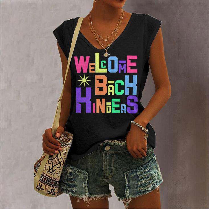 Welcome Back To School Kinders 486 Shirt Women's V-neck Casual Sleeveless Tank Top