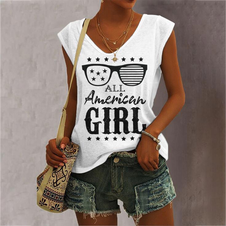 All American Girl 4Th Of July Family Matching Sunglasses Women's V-neck Casual Sleeveless Tank Top