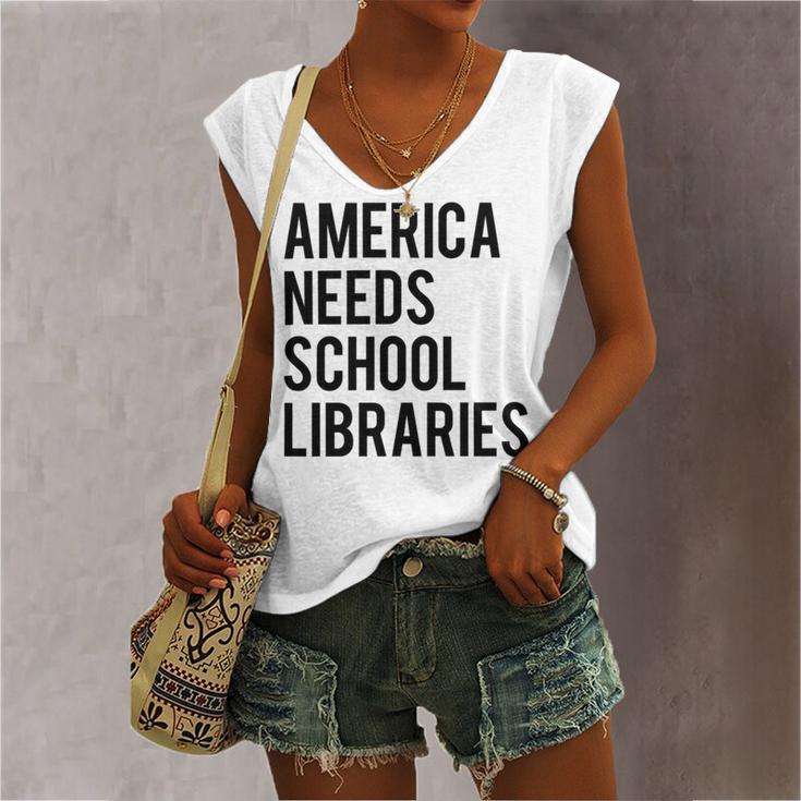 America Needs School Libraries Women's V-neck Casual Sleeveless Tank Top