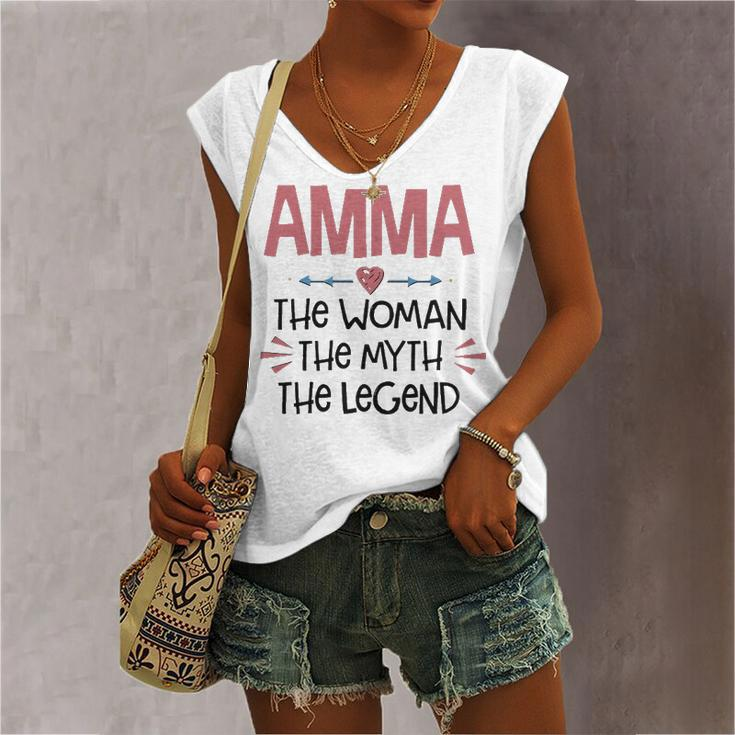 Amma Grandma Amma The Woman The Myth The Legend Women's Vneck Tank Top