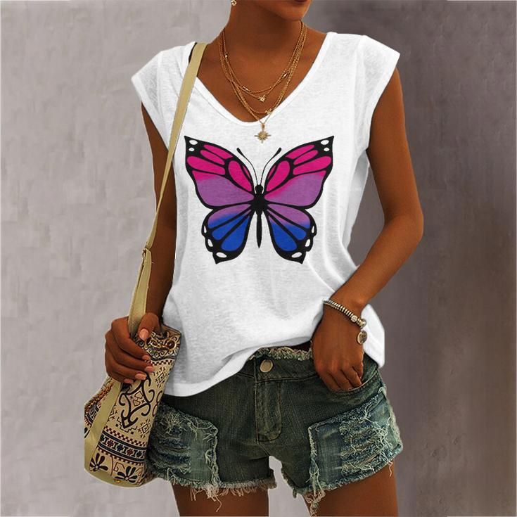 Butterfly With Colors Of The Bisexual Pride Flag Women's V-neck Tank Top