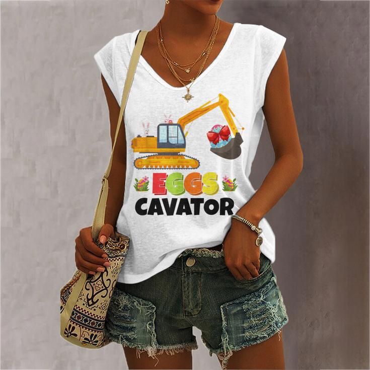 Excavator Shirts For Toddler Boys Girls Easter Eggs Cavator Women's V-neck Casual Sleeveless Tank Top