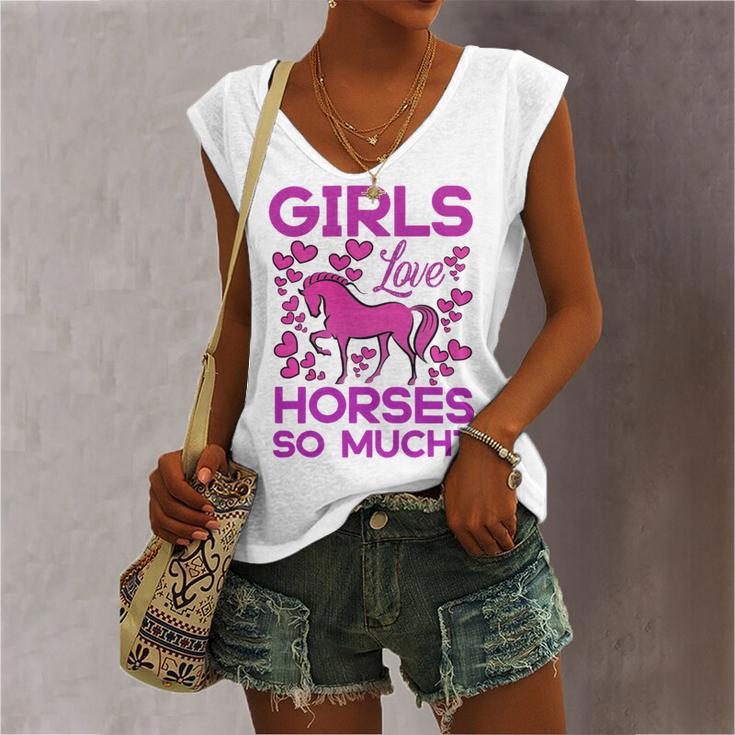 Girls Love Hhoresed So Much Women's V-neck Casual Sleeveless Tank Top