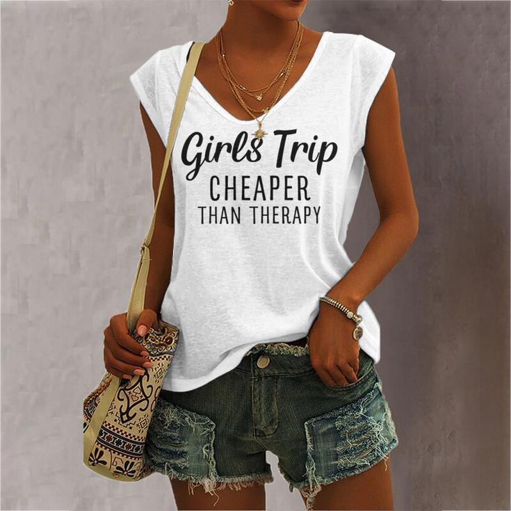 Girls Trip Cheaper Than Therapy Women's V-neck Casual Sleeveless Tank Top