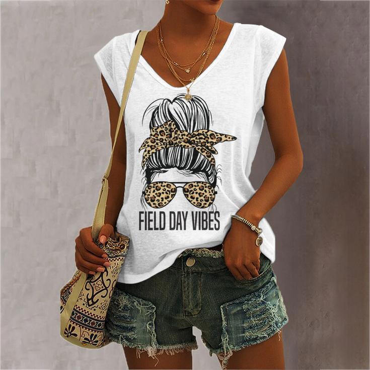 Happy Field Day Field Day Tee Kids Graduation School Fun Day V12 Women's V-neck Casual Sleeveless Tank Top