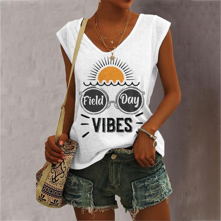 Happy Field Day Field Day Tee Kids Graduation School Fun Day V7 Women's V-neck Casual Sleeveless Tank Top