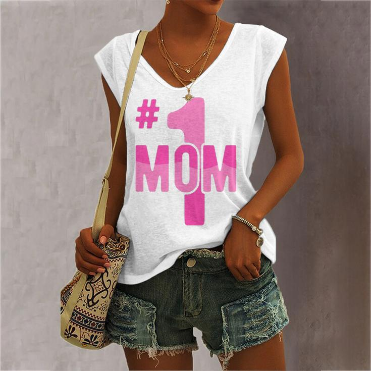 Hashtag Number One Mom Idea Mama Women's V-neck Tank Top