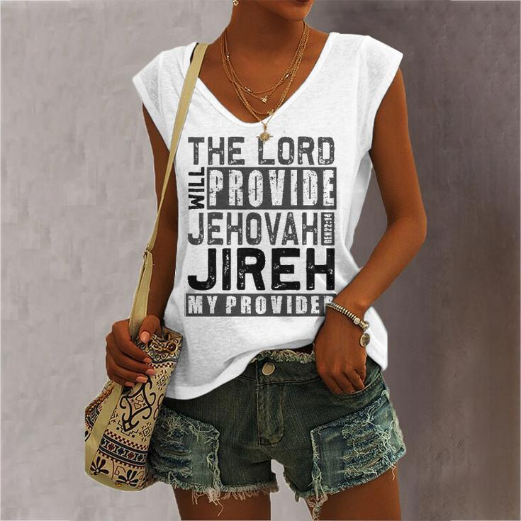 Jehovah Jireh My Provider Jehovah Jireh Provides Christian Women's V-neck Tank Top