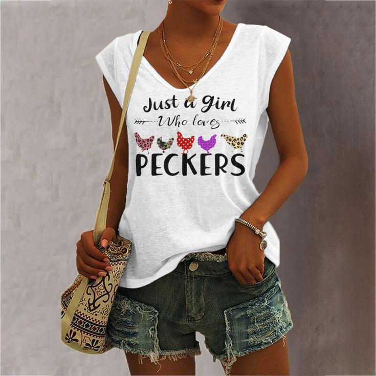 Just A Girl Who Loves Peckers 863 Shirt Women's V-neck Casual Sleeveless Tank Top