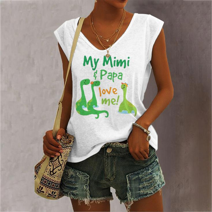 My Mimi And Papa Love Me Dinosaur Grandson Women's V-neck Tank Top