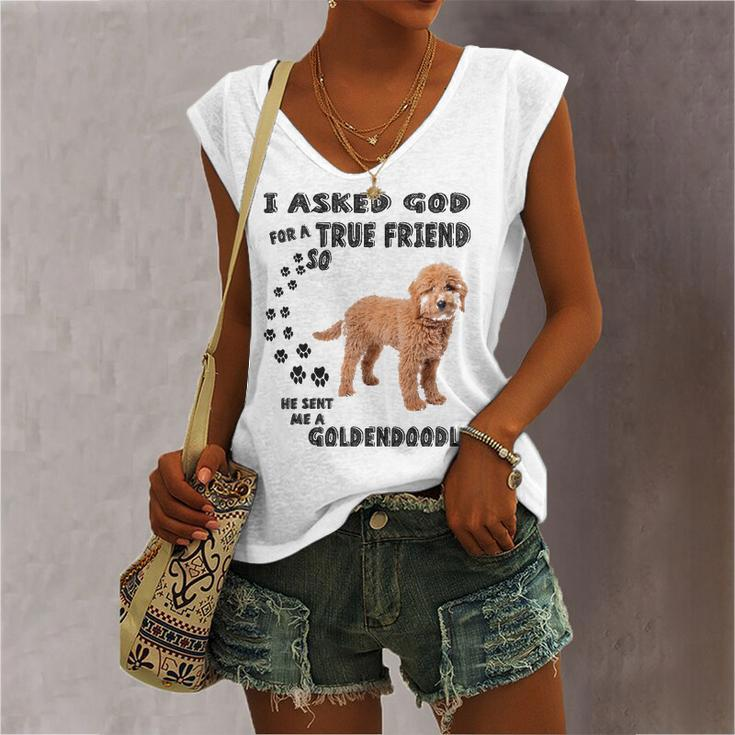 Mini Goldendoodle Quote Mom Doodle Dad Art Cute Groodle Dog Women's V-neck Tank Top