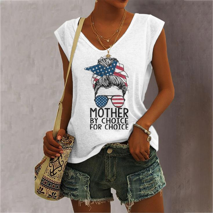 Mother By Choice Pro Choice Messy Bun Us Flag Rights Women's V-neck Tank Top