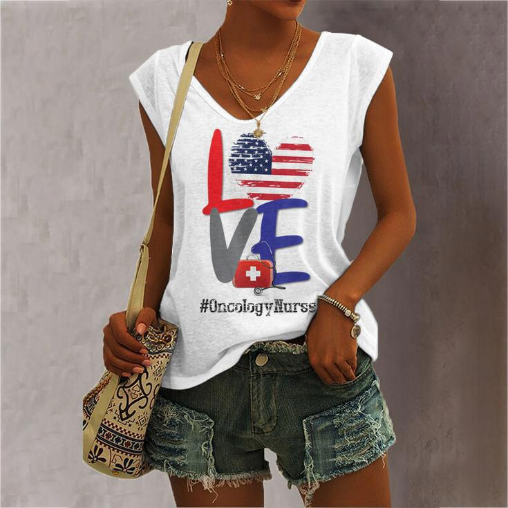 Oncology Nurse Rn 4Th Of July Independence Day American Flag Women's Vneck Tank Top