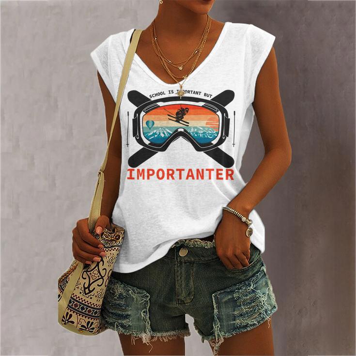 School Is Important But Skiing Is Importanter Women's V-neck Casual Sleeveless Tank Top