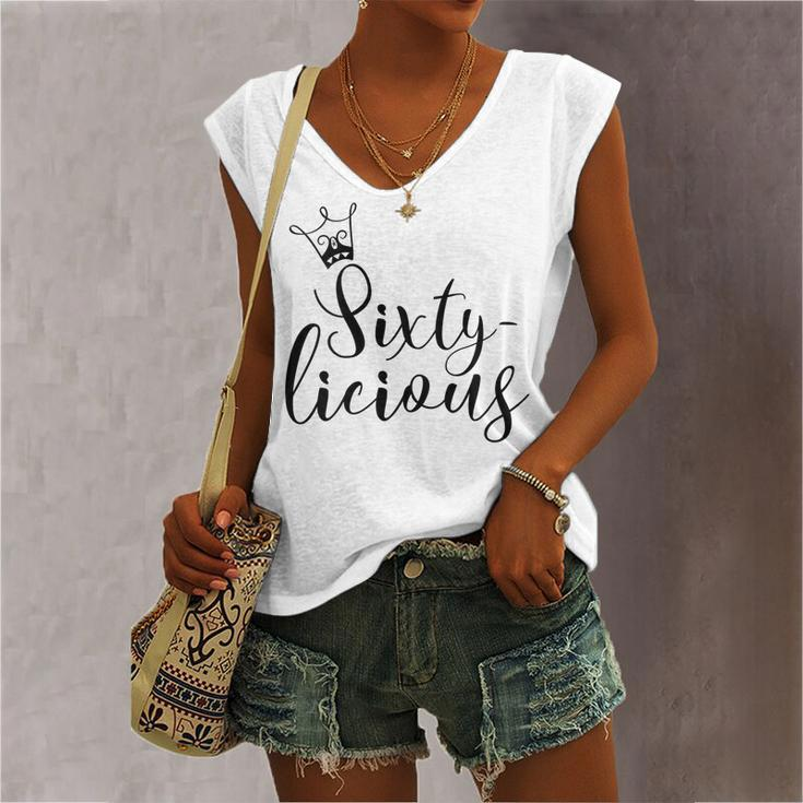 Womens Sixtylicious Crown Queen 60Th Birthday Women Sixty-Licious Women's Vneck Tank Top