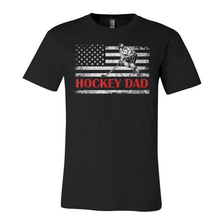 4Th Of July Us Flag Hockey Dad Gift For Fathers Day  Unisex Jersey Short Sleeve Crewneck Tshirt